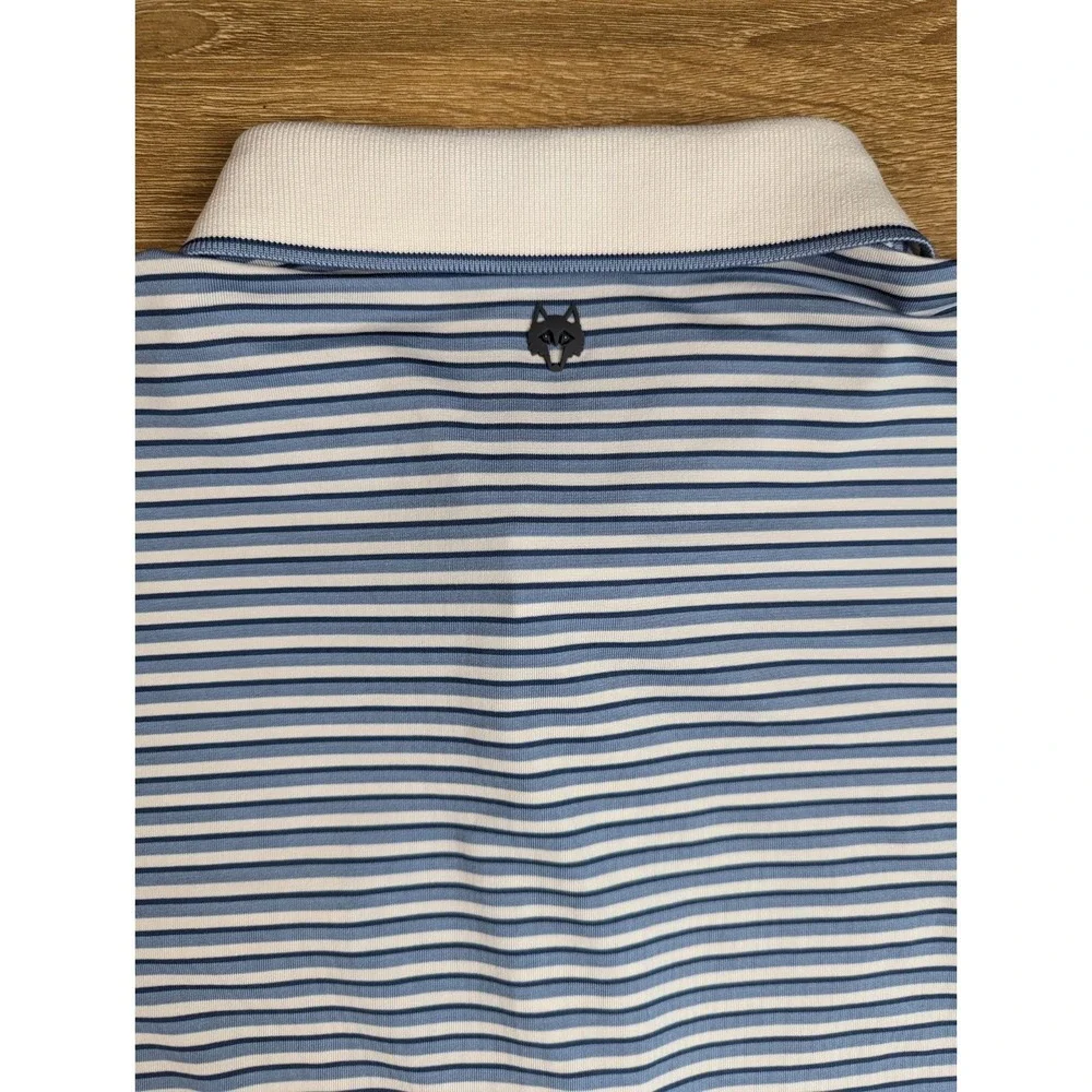 Greyson Men's Golf Performance Polo Shirt Large Blue Purple Wicking Striped